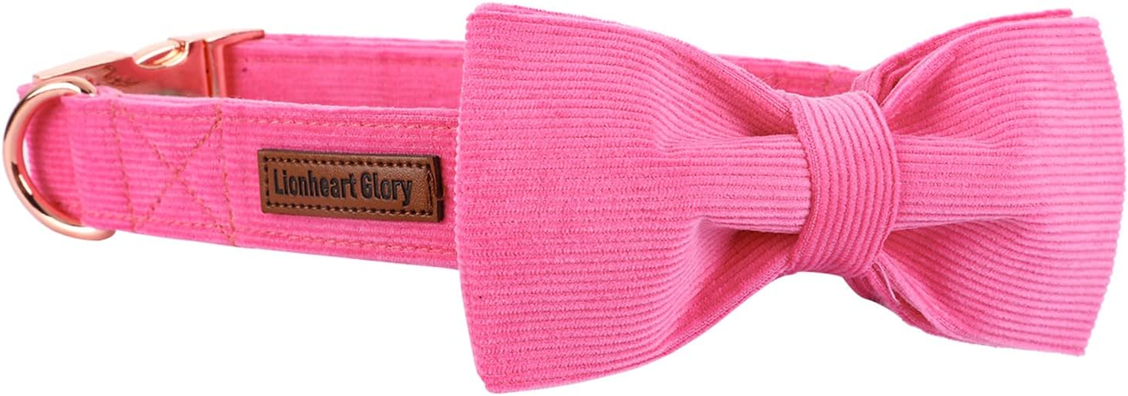Lionheart Glory Pink Dog Collar, Corduroy Dog Collar with Bow, Pet Soft and Comfy Bow Tie Collar Adjustable Dog Collar for Small Medium Large Dogs image number 5