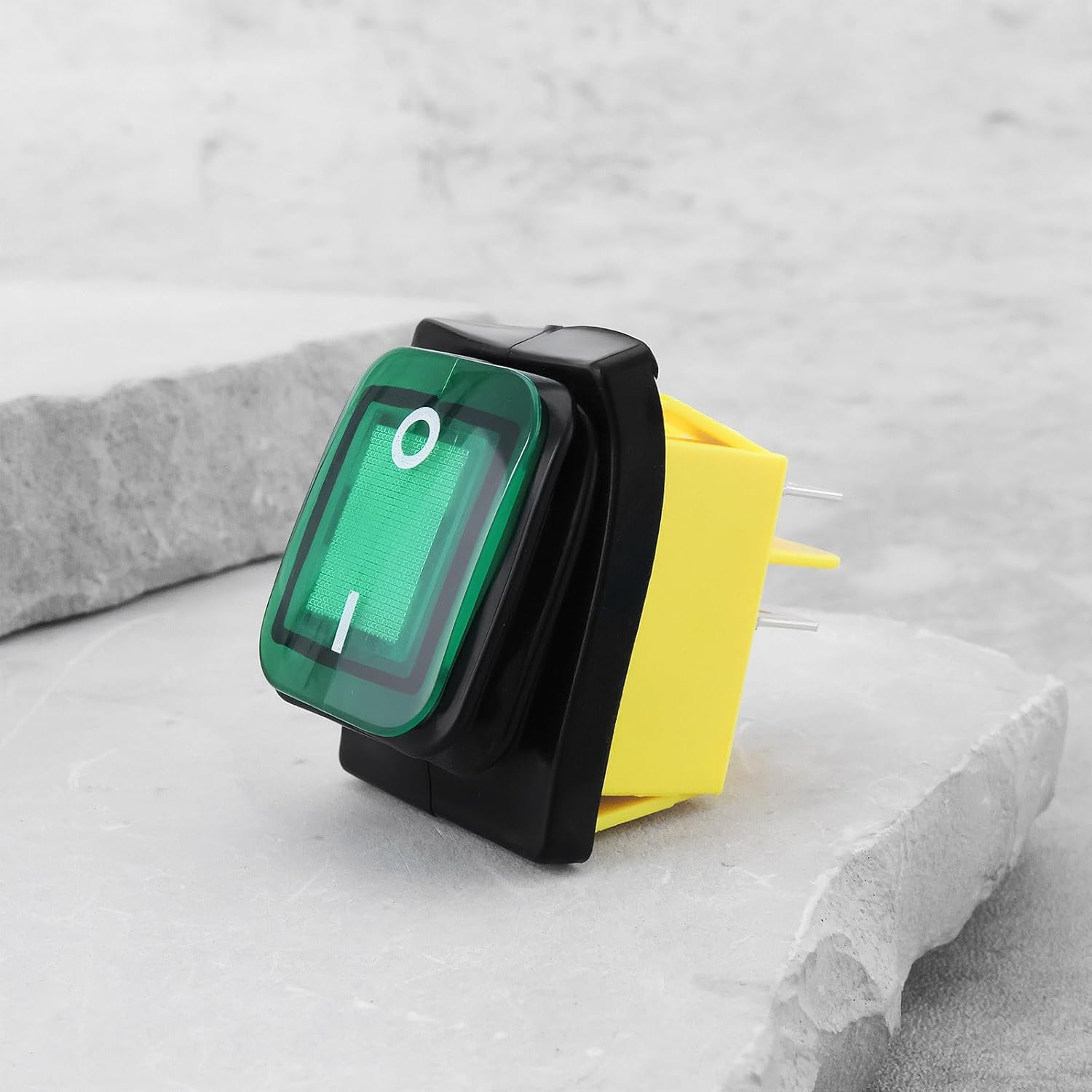 Emagtech 2Pcs 4Pin 250V 30A Green Illuminated Waterproof Power Rocker Switch 30X22Mm for Car and Marine image number 6