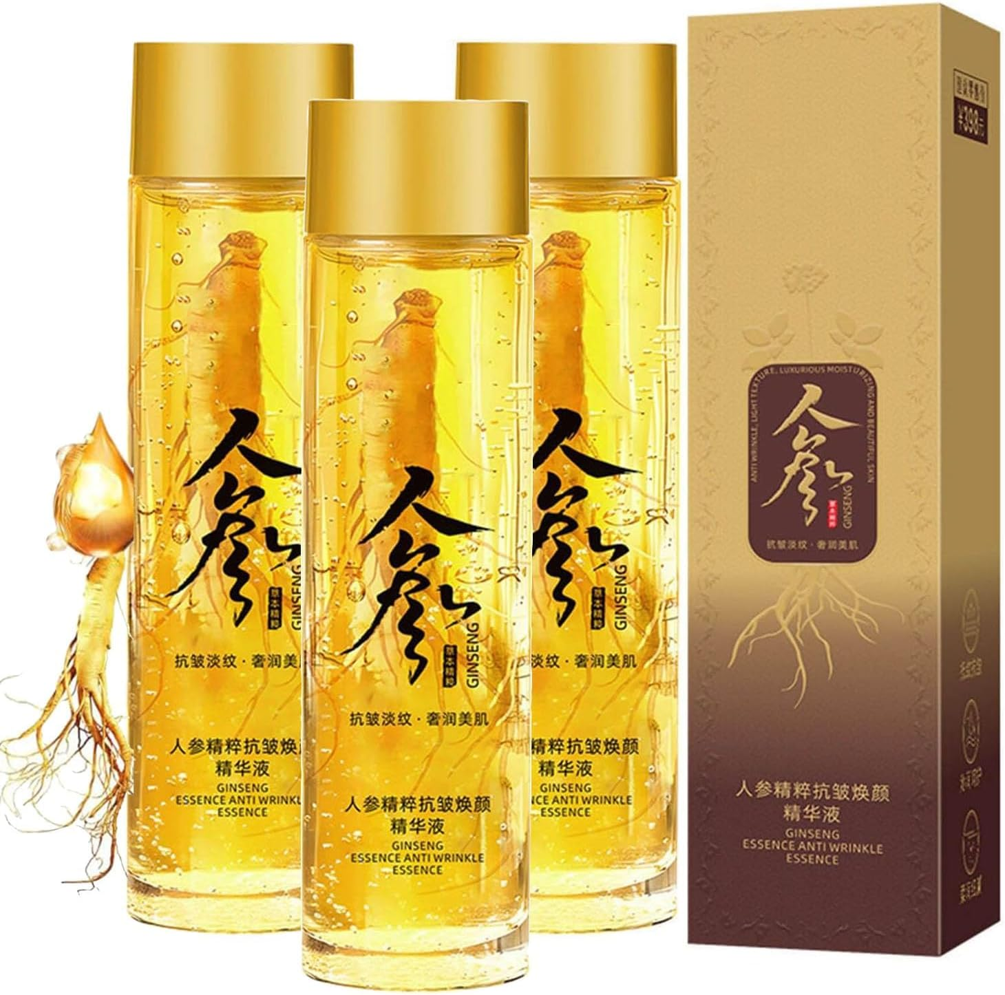 Anti Wrinkle Aging Ginseng Serum,Korean Red Ginseng Anti-Aging Essence,Ginseng Face Serum,Fighting Collagen Loss, Reducing Wrinkles and Improving Sagging