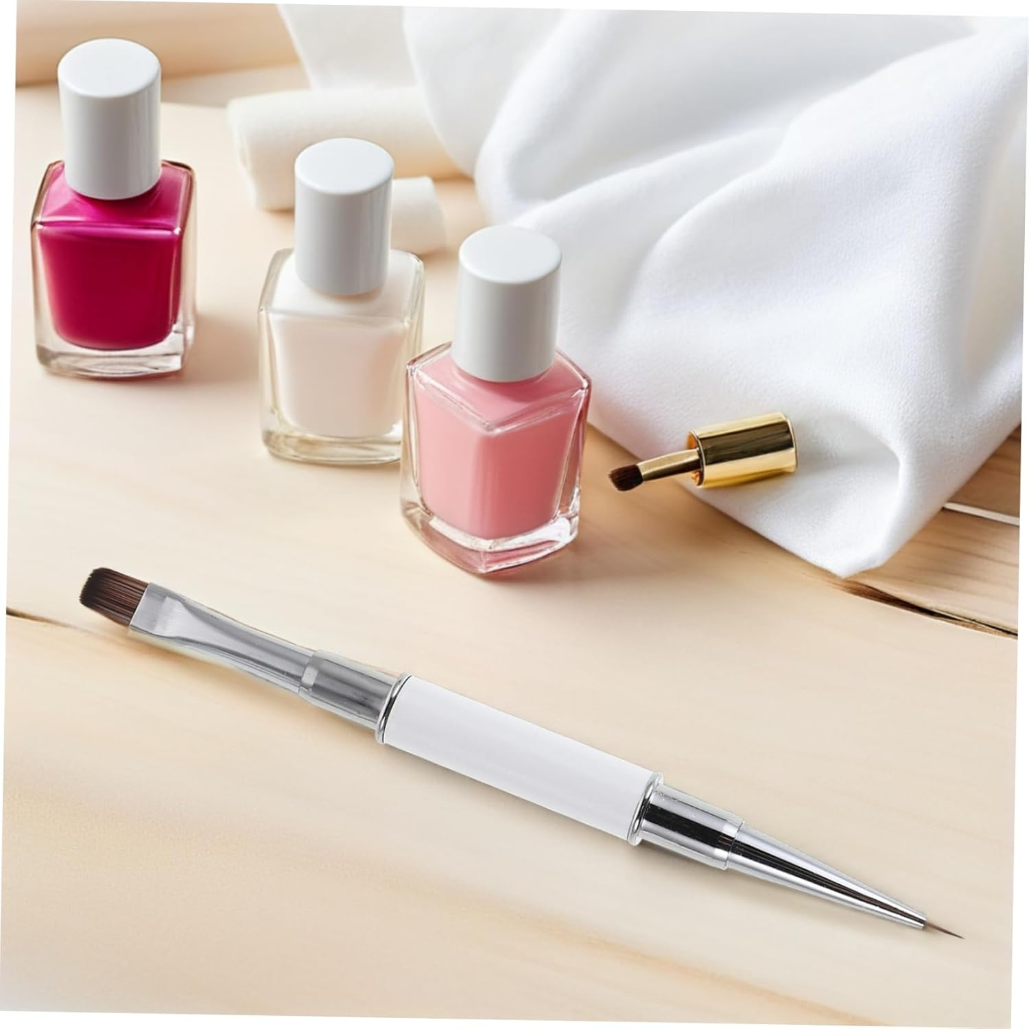 DINHEAROM 3Pcs Double Ended Nail Art Liner Brushes for Professional Manicure Detail Pens for Sculpting Line Work and Dotting Easy to Clean Salon Tools image number 2