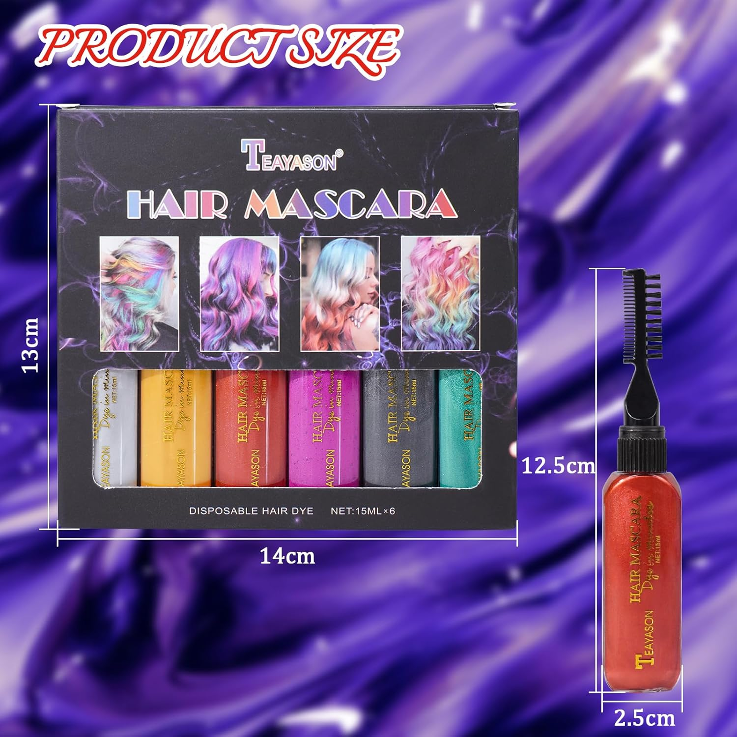 Hair Chalk Comb, 6 Colors Temporary Hair Color for Girls Kids Women Gifts for Girls and Boys Age 4 5 6 7 8 9 10 11 12 for Halloween Christmas Makeup Birthday, Washable image number 3