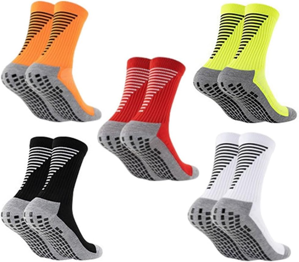 Men'S Sports Socks 3/5 Pairs of Men'S Mid Length Soccer Socks, Colored anti Slip and Grip Sports Soccer Basketball Socks