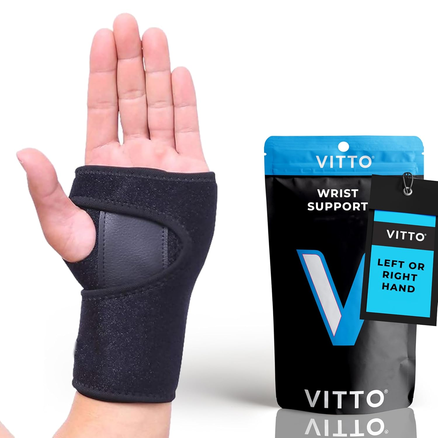 VITTO Wrist Brace - Wrist Support for Arthritis, Carpal Tunnel, Sprain, Fracture - with Removable Metal Plate - Unisex Wrist Splint for Day or Night Use (Right Hand, S/M)
