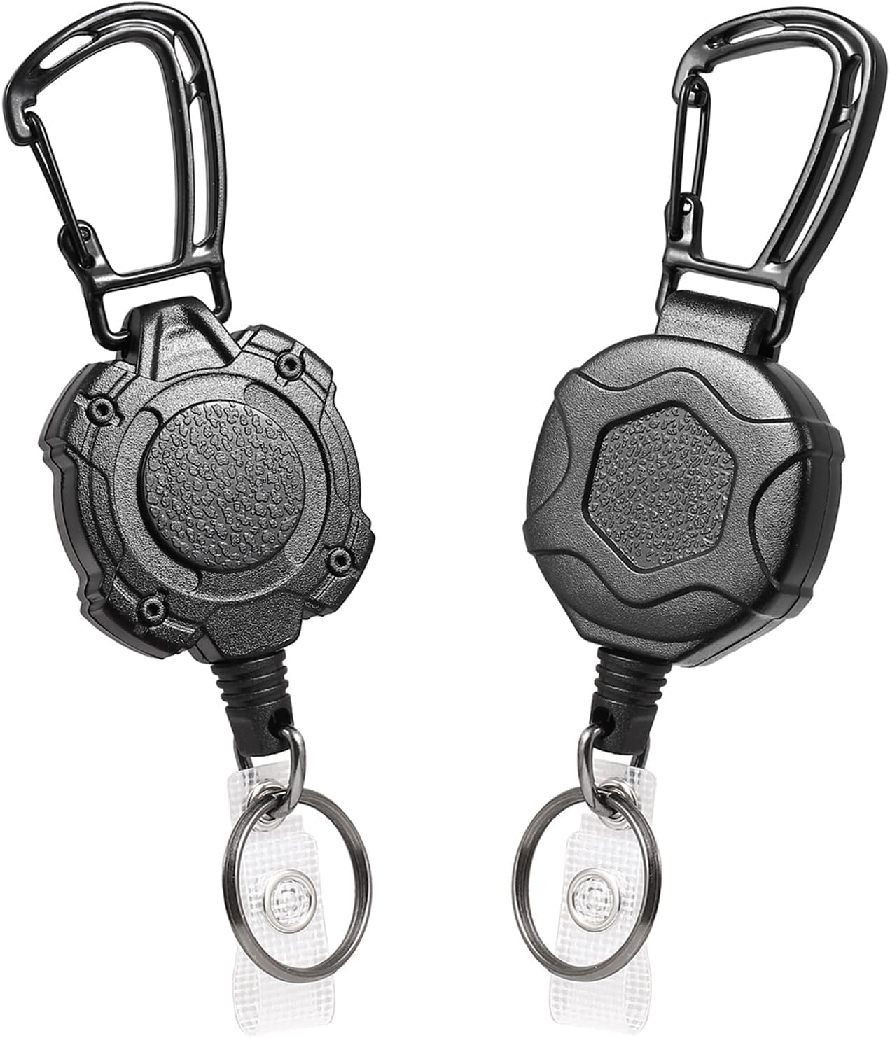 2 Pack Badge Reels Retractable Keychain Retractable Lanyard Keychain Clip Heavy Duty Badge Reel for ID Badge Holder Key Chain - 2 Holders And 2 Badge Reels Black  04 image number 7