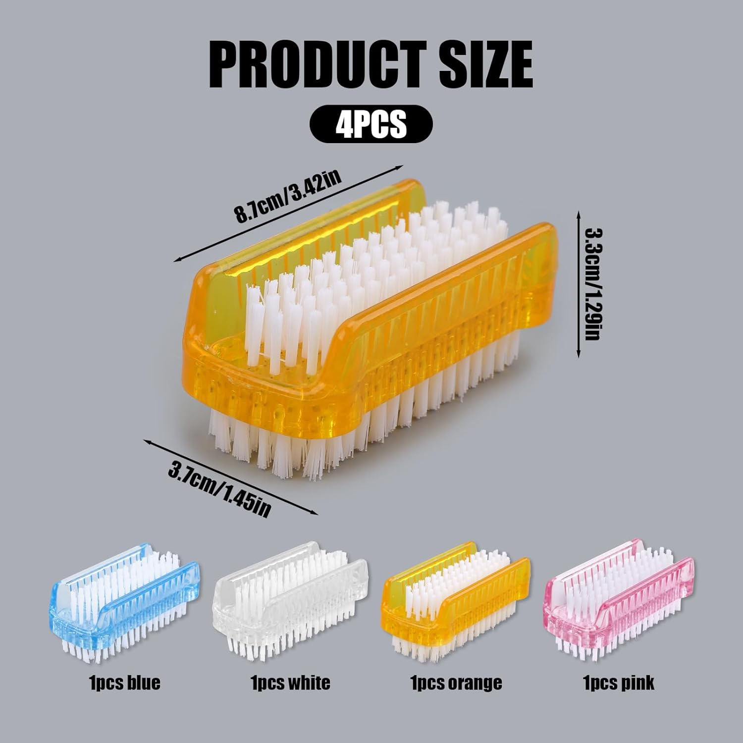 4 X Nail Brush for Cleaning Fingernails, Double-Sided Nail Brush Cleaner with Soft and Stiff Nylon Bristles for Hands under Nails Toes image number 6