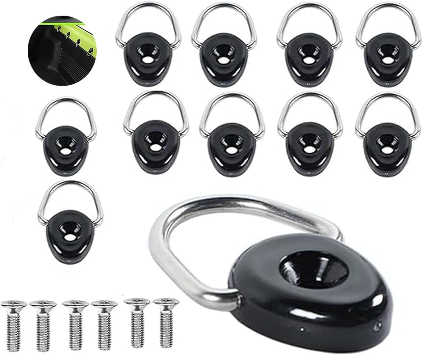 12Pieces Metal Tie-Down Anchors D-Ring Buckle Fit for Jimny Trunk Accessories JB64 JB74W 2019 2020 2021 2022 2023 2024 2025 Trunk Cargo,Car Interior Accessories with Screws image number 1