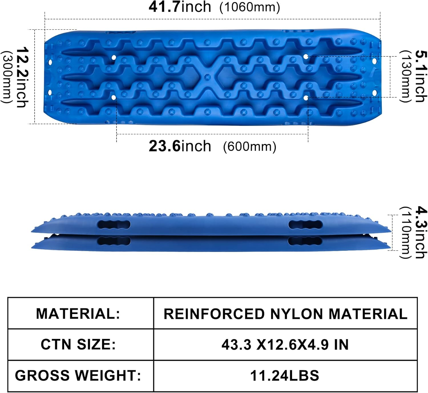 X-Bull Recovery Tracks with Bag and Mounting Pin Set 4X4 Recovery Boards Offroad 4Wd Tracks 22046LBS/10000KG Stand for Automotive Accessories Tires and Wheels in the Sand Mud Snow(Gen 3.0 Blue) image number 3