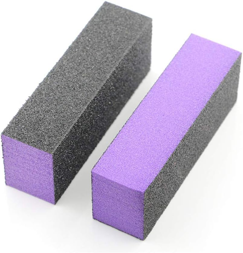 2 Pcs Nail Sanding Buffing Block, 4 Sided Way Nail File Block, Professional Manicure Tool for Grinding and Polishing Nails (Purple) image number 1
