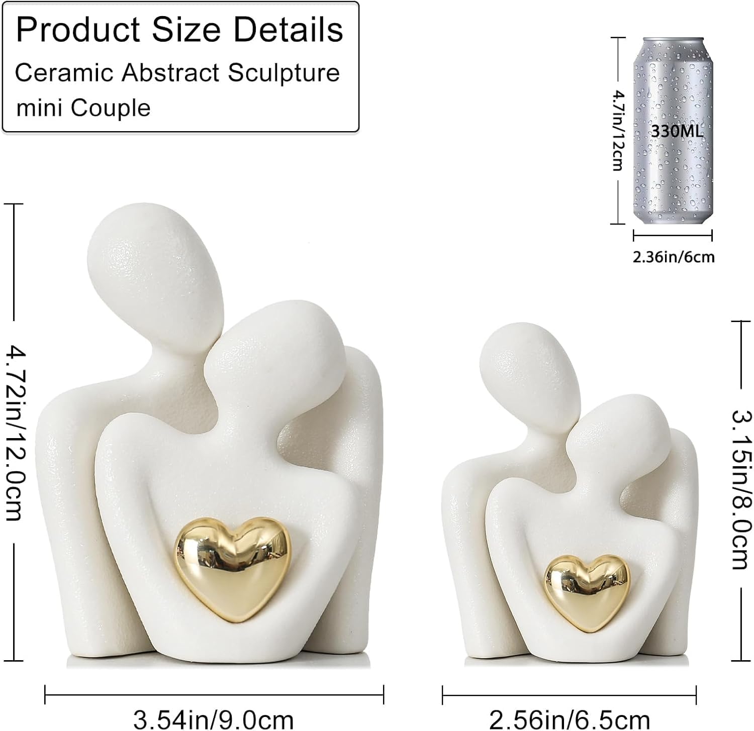 Mini Couple Sculpture,Tv Stand Decor Hugging Couple Statue Love Statue for Home Decorations,Abstract Sculpture Knick Knacks Romantic Gifts for Valentine Anniversary Birthday (3.15In/White) image number 3