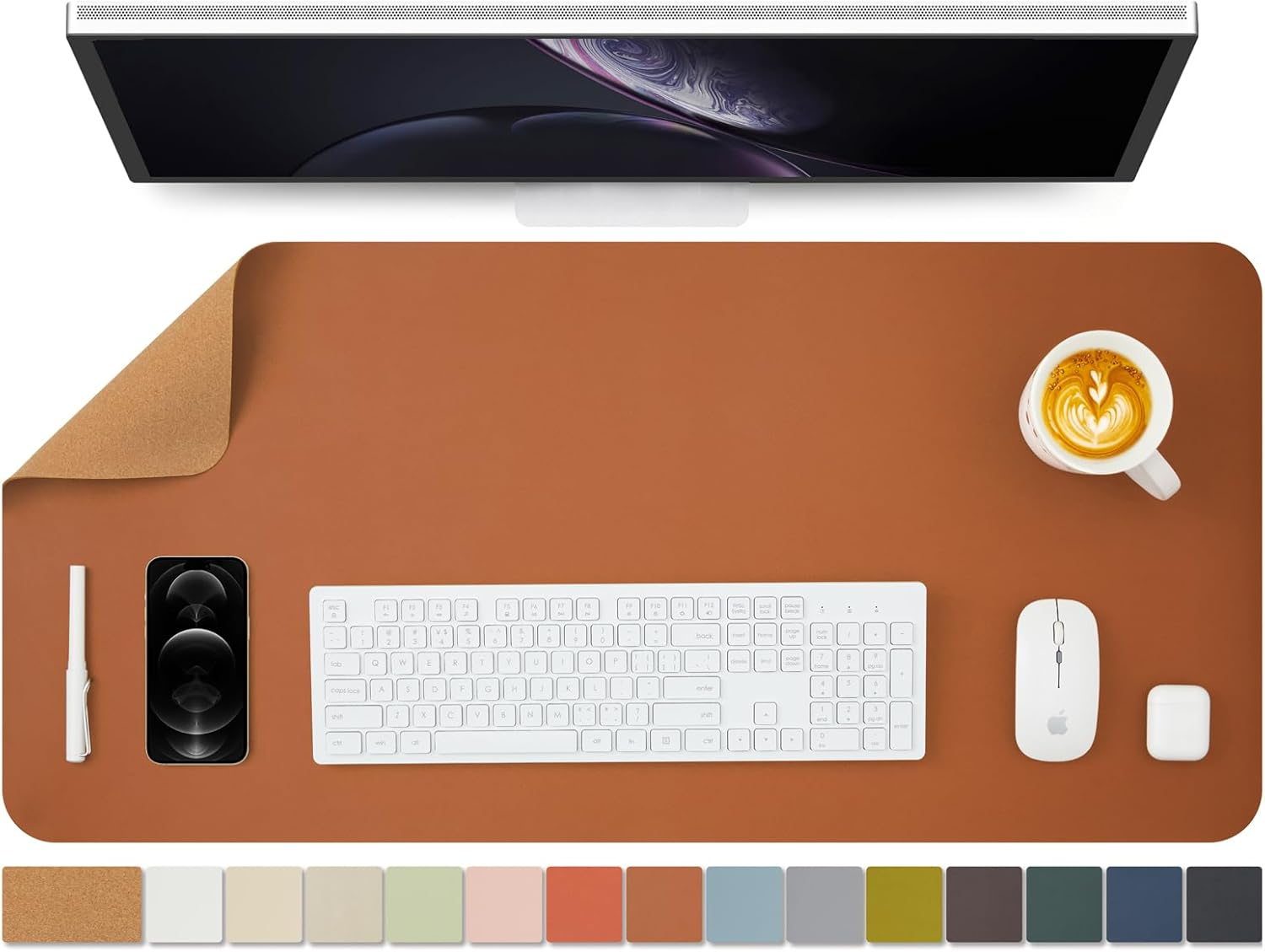 Cork Desk Mat - Dual-Sided Desk Pad for Office and Home - Desk Organization and Accessories - Ideal for Large Mouse Pad and Desk Mats on Top of Desks(Brown,36"X 17") image number 4