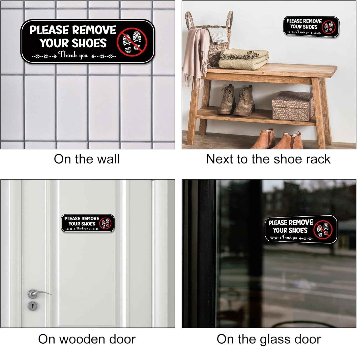 2Pcs Acrylic No Shoes Sign - Take Your Shoes off Sign for Front Door, Offices, Cafes, Restaurants & More image number 3