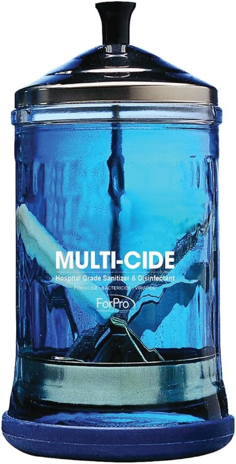 Forpro Multi-Cide Midsize Disinfecting Jar - Disinfectant Glass Jar for Manicure & Spa Implements - 21 Ounces, 8&rdquo; H X 4.25&rdquo; W image number 1