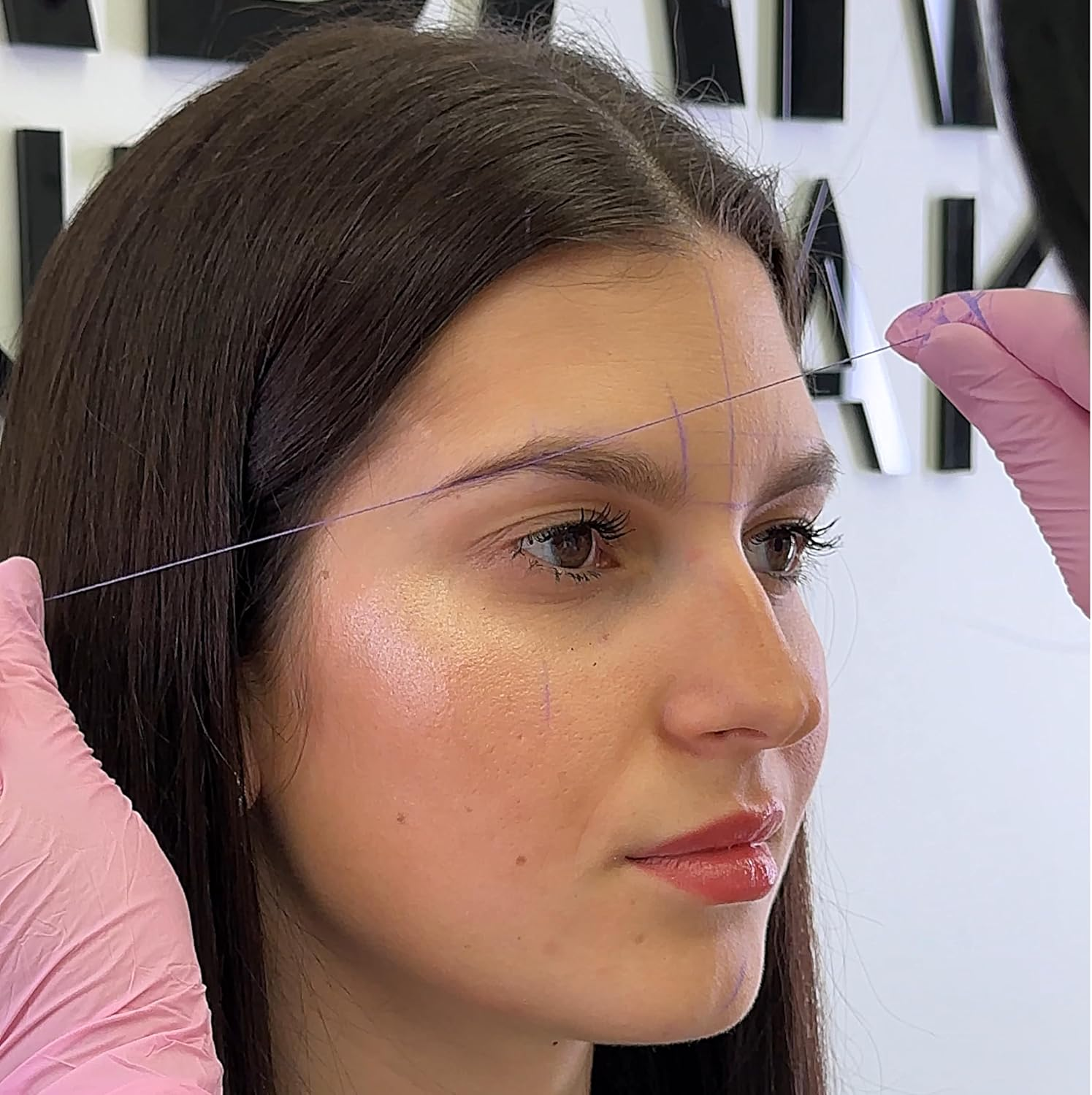 Ink Permanent Brow Mapping String [100 Ft Bottles - 30 M] Pre-Inked Mapping String for Permanent Makeup and Microblading Supplies | Mapping Kit | Brow Mapping (Lilac) image number 3
