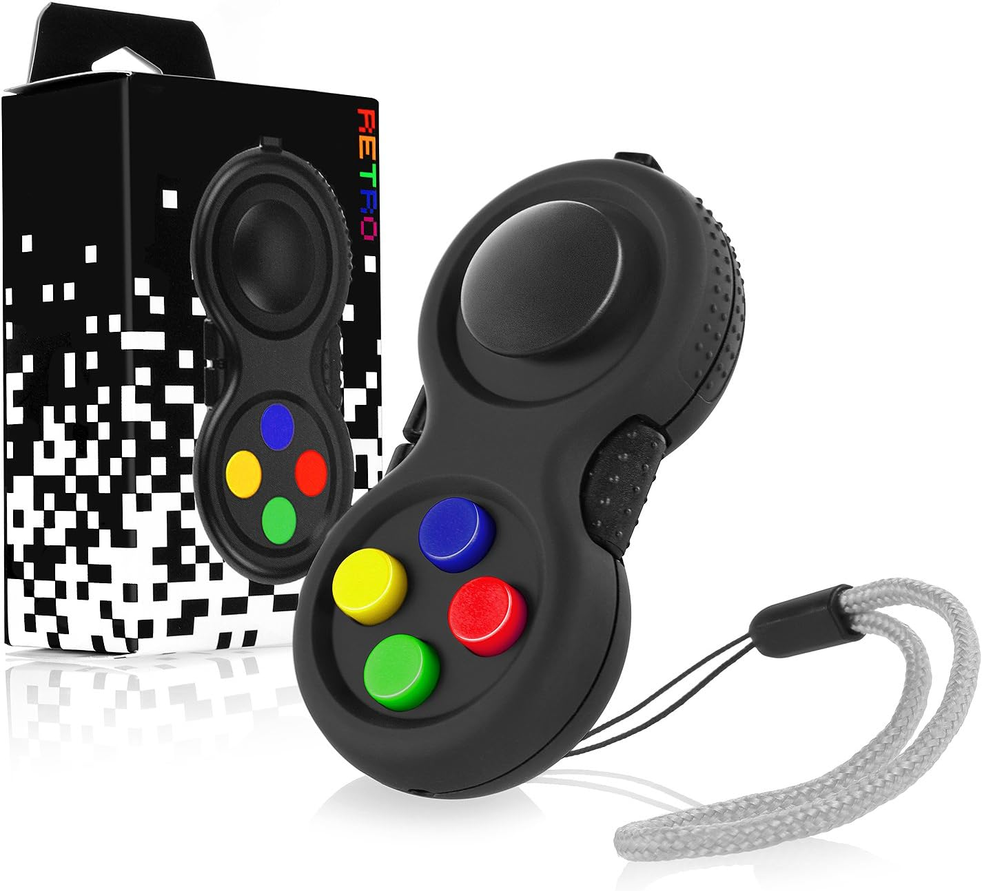 The Original Fidget Retro: the Rubberized Classic Controller Game Pad Fidget Focus Toy with 8-Fidget Functions and Lanyard - Perfect for Relieving Stress (Original Version) image number 6