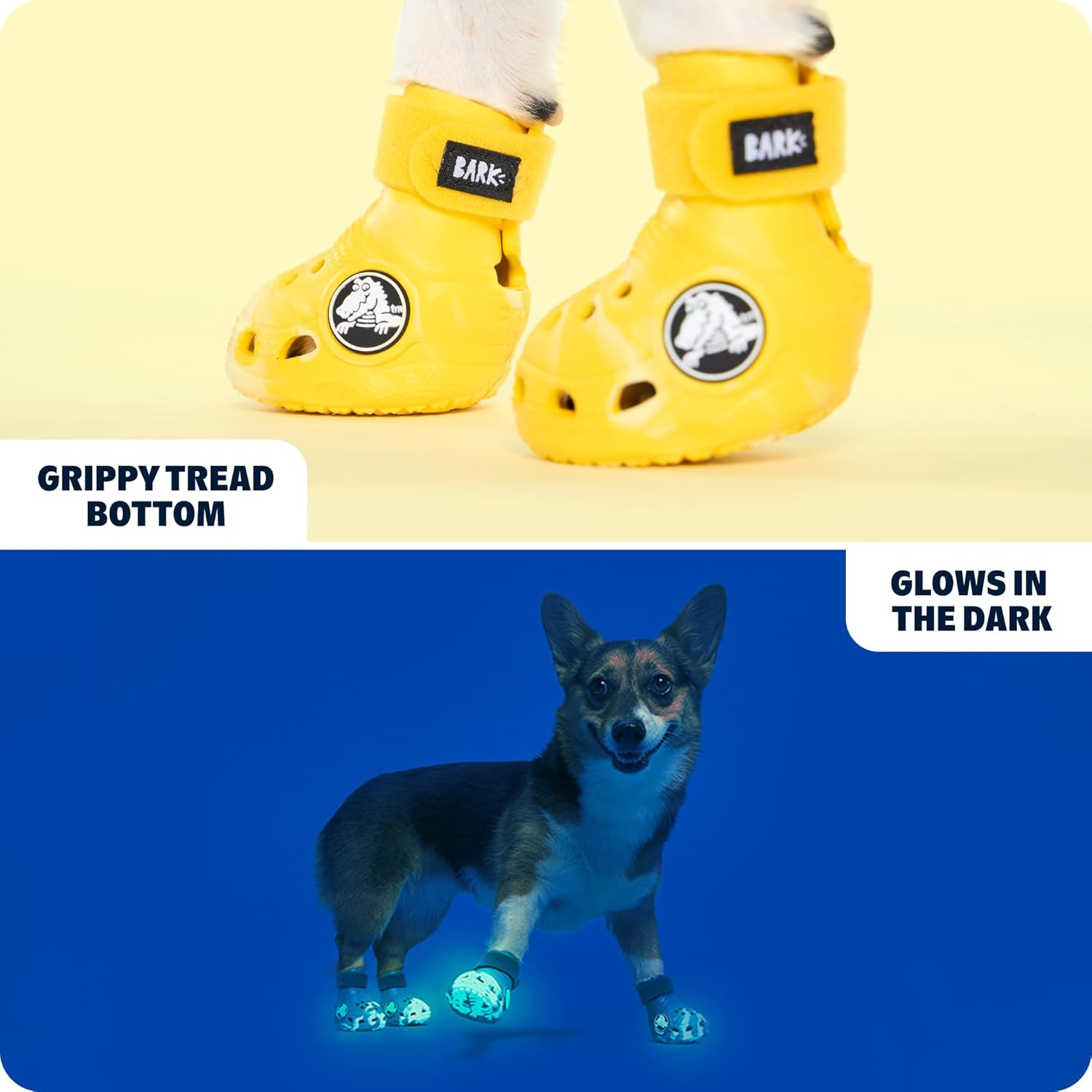 Barkbox Yellow Crocs Dog Shoes - Booties for Small Dogs 15-25 Lbs | EVA Foam with Adjustable Strap, Breathable, Glow-In-Dark image number 4