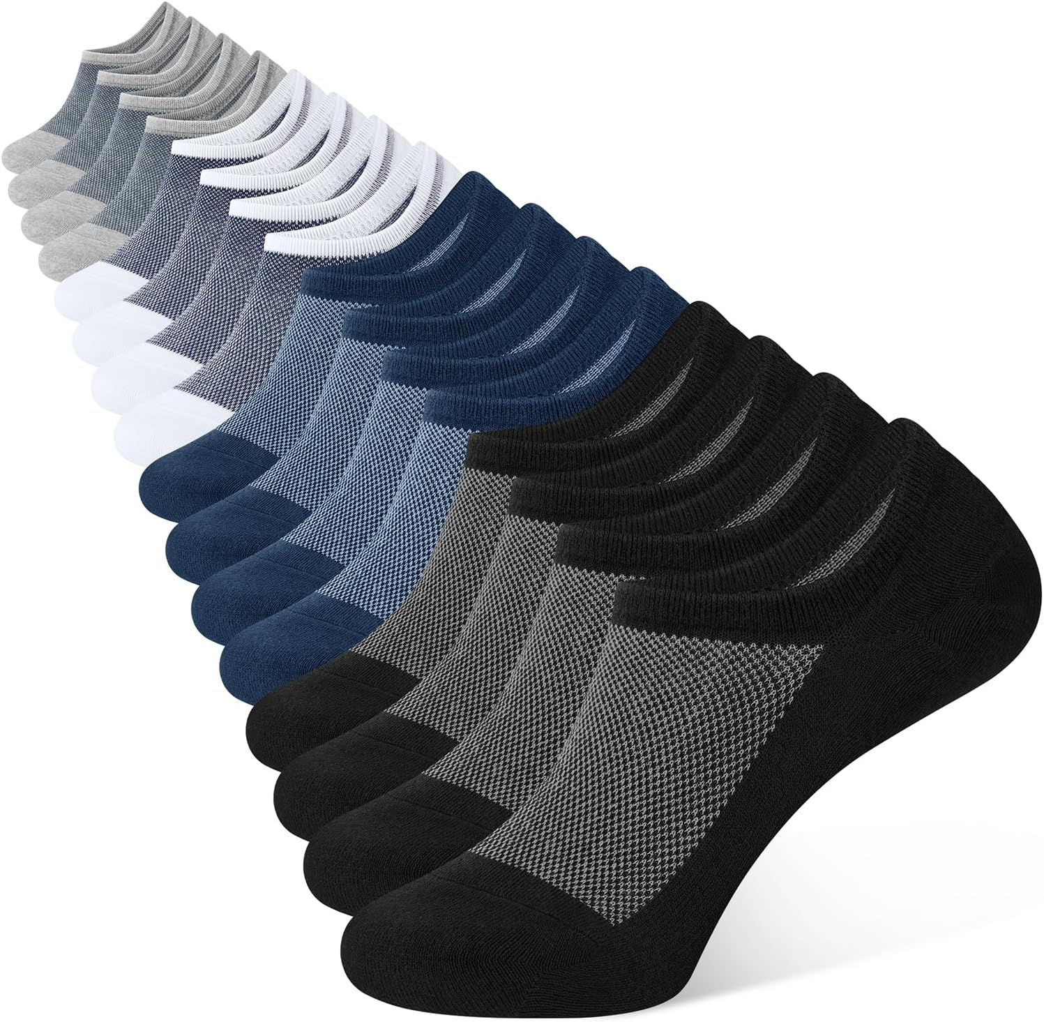 CLOSEMATE Mens No Show Socks Invisible Low Cut Socks Non Slip Casual Socks with Anti-Slip Silicone Stripes