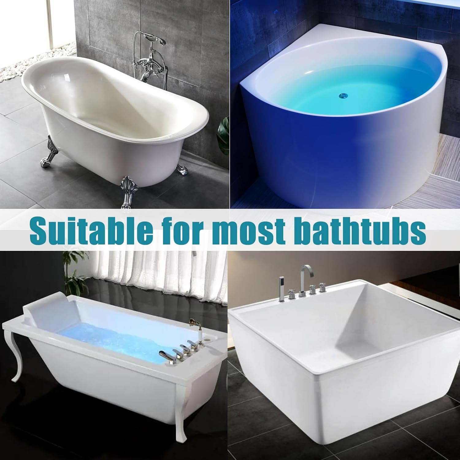 Foldable Bathtub Tray Bath Tub Cover Lid, Bathtub Cover Insulation Dust Cover PVC Shutter Fit Most Tubs, Can Store Wine Glass, Tablets Insulation Plate for Bathroom, Home(170X66X0.65Cm) image number 2
