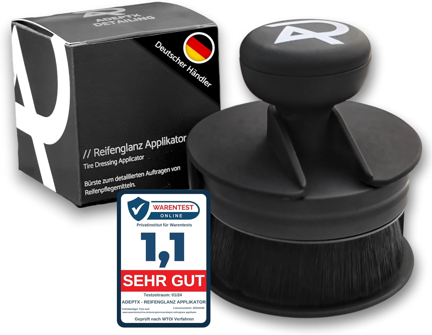 ADEPTX Detailing Tyre Shine Applicator Brush for Car Detailing Brush Tyre Dressing Applicator - for Radiantly Shiny Car Tyres - Professional Tyre Care with Precision and Passion image number 3