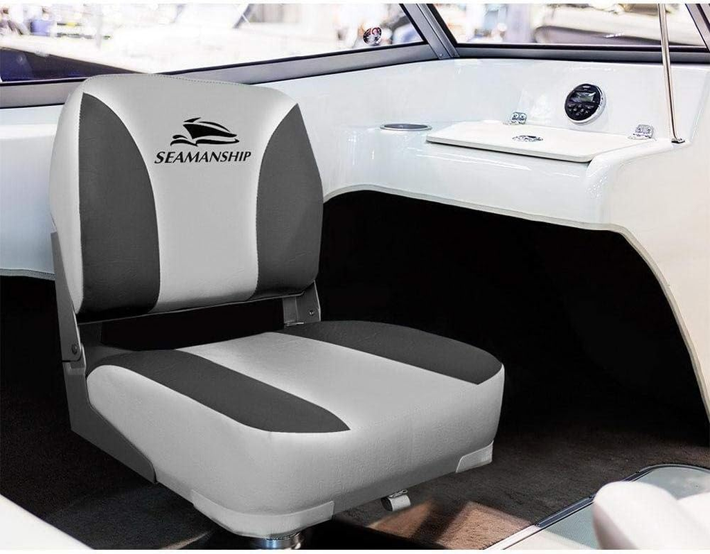 Seamanship Boat Seats, Set of 2 Folding Seat Swivel Chair Floor Chairs Marine Seating Fishing Outdoor Accessories, All Weather Conditions Stainless Steel Grey image number 3