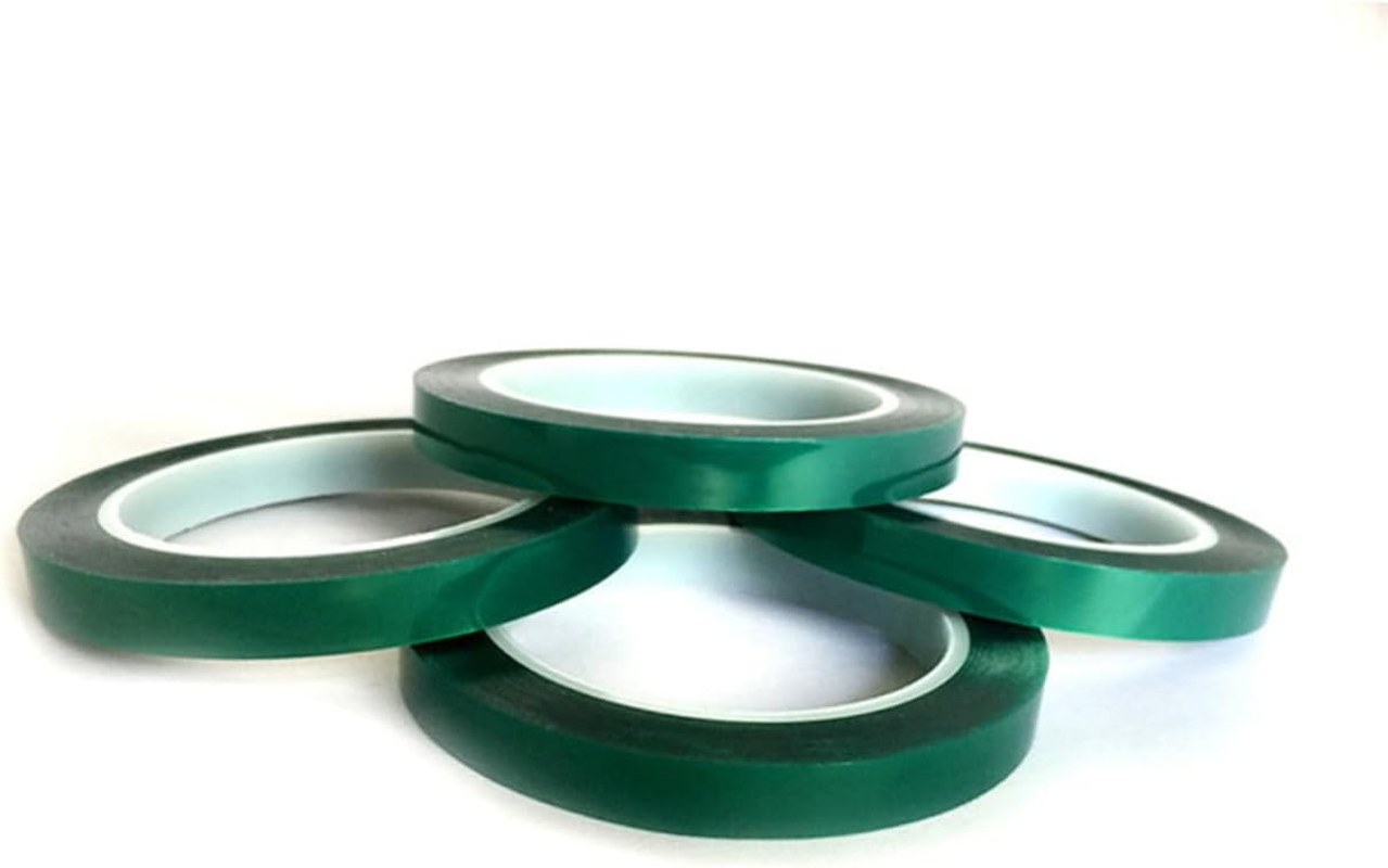 5Pcs Green High Temperature Resistant Pet Adhesive Tape for Car Spray Paint Plating Circuit Board Shielding 8Mm X 33M X 0.06Mm Heatproof Automotive Tape image number 3