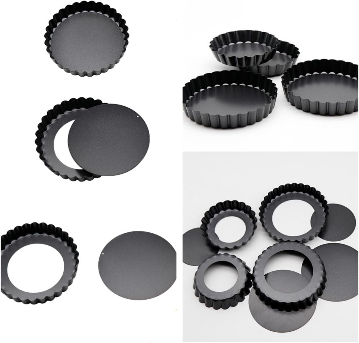 MEZOKUCEL 6 Pcs Mini Tart Pans with Removable Bottom round Nonstick Quiche Pan, Heavy Duty Fluted Side Pie Tart Molds for Tartlets, Mousse Cakes, Pizza, Dessert Baking Quiche Pan Bakeware (10CM) image number 2