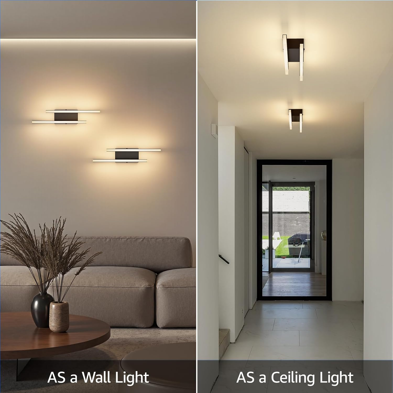 Klighten Mordern LED Wall Light 40 Cm, 12 W 850 LM Decorative Interior Light for Hallway, Bedroom, Living Room, Stairs, Warm White 3000K, Black image number 4