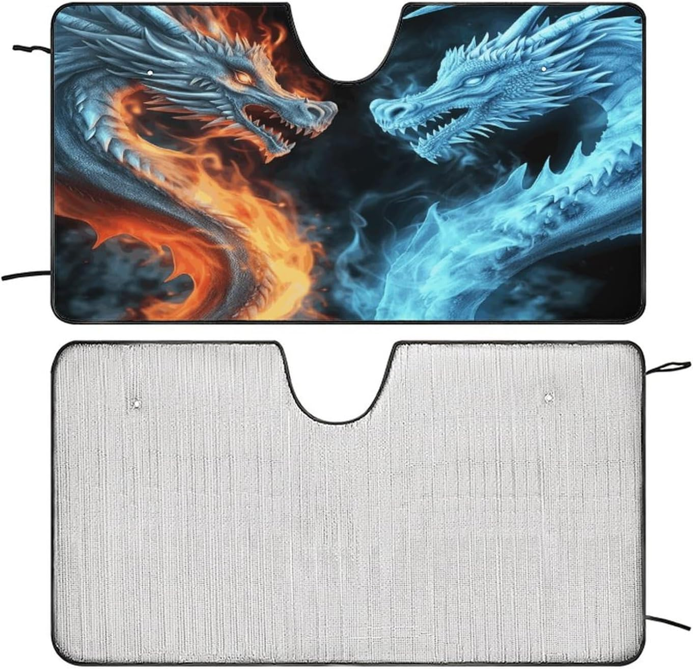 Car Windshield Sunshade, Ice and Fire Dragons Print Car Sun Guard Foldable Windshield Sunshade Car Sunshield for Sedans, Suvs, and Trucks image number 4