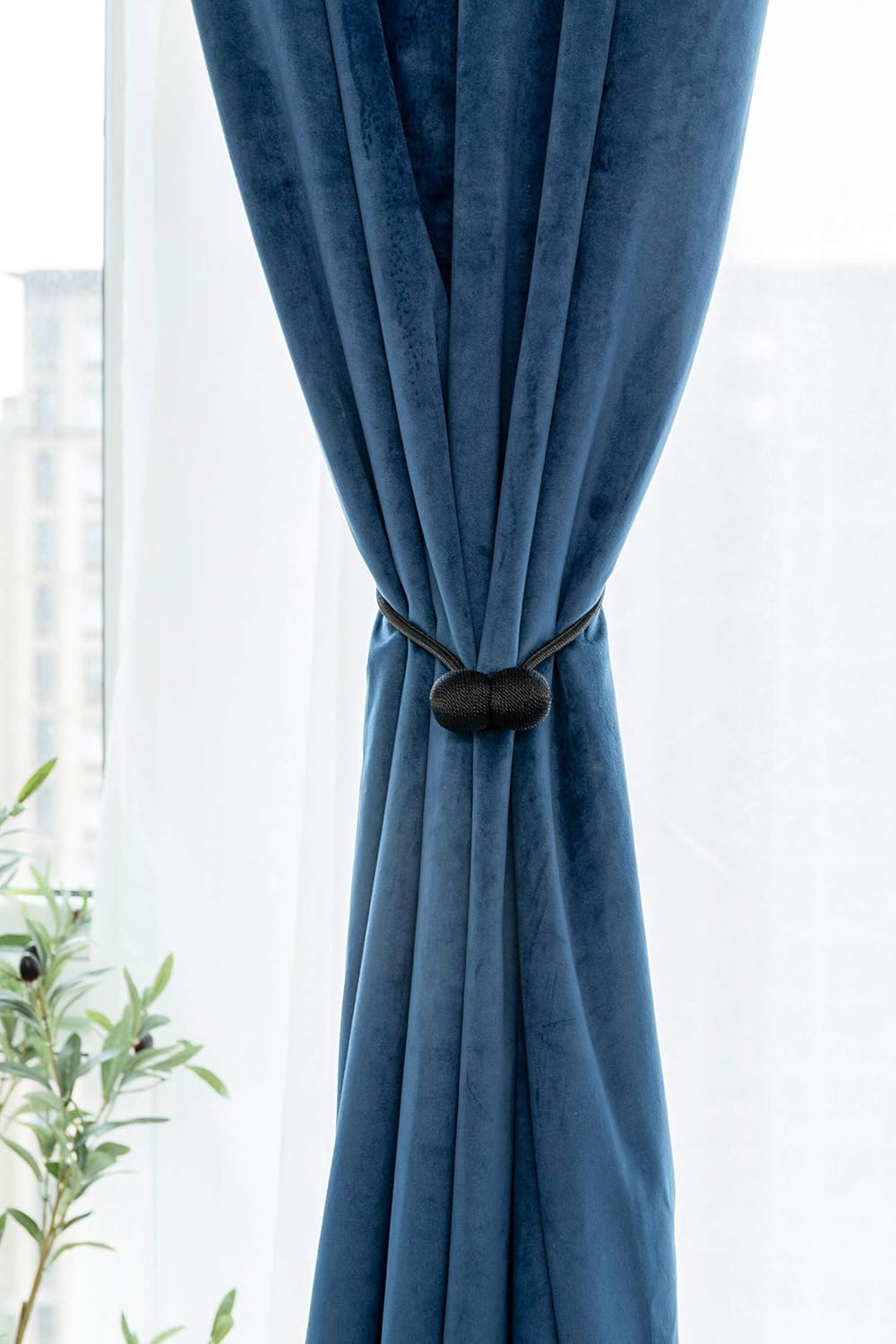 Eastfreyr Magnetic Curtain Tiebacks, Decorative Curtain Clips Rope Holdbacks Tie Backs for Home Office Window Decoration, No Drilling and Holes Required (Black 2 Pack) image number 3