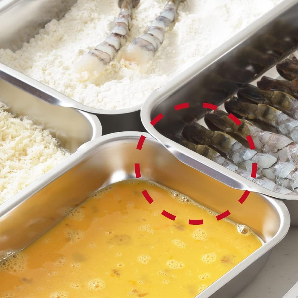 Yoshikawa 1216026 Bat, Set of 6, Preparation, Made in Japan, Stainless Steel, with Lid, Deep Frying, Tempura, Cooking Tray, Tray