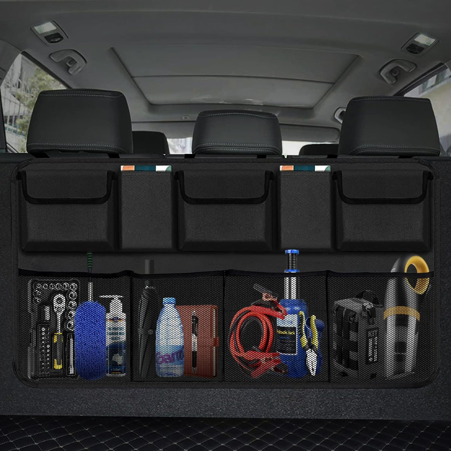 Trunk Organizer for Car, Large Capacity Car Organizers and Storage with 9 Pockets, Waterproof Backseat Hanging Organizer for SUV, Truck, MPV, Car Interior Accessories for Men and Women