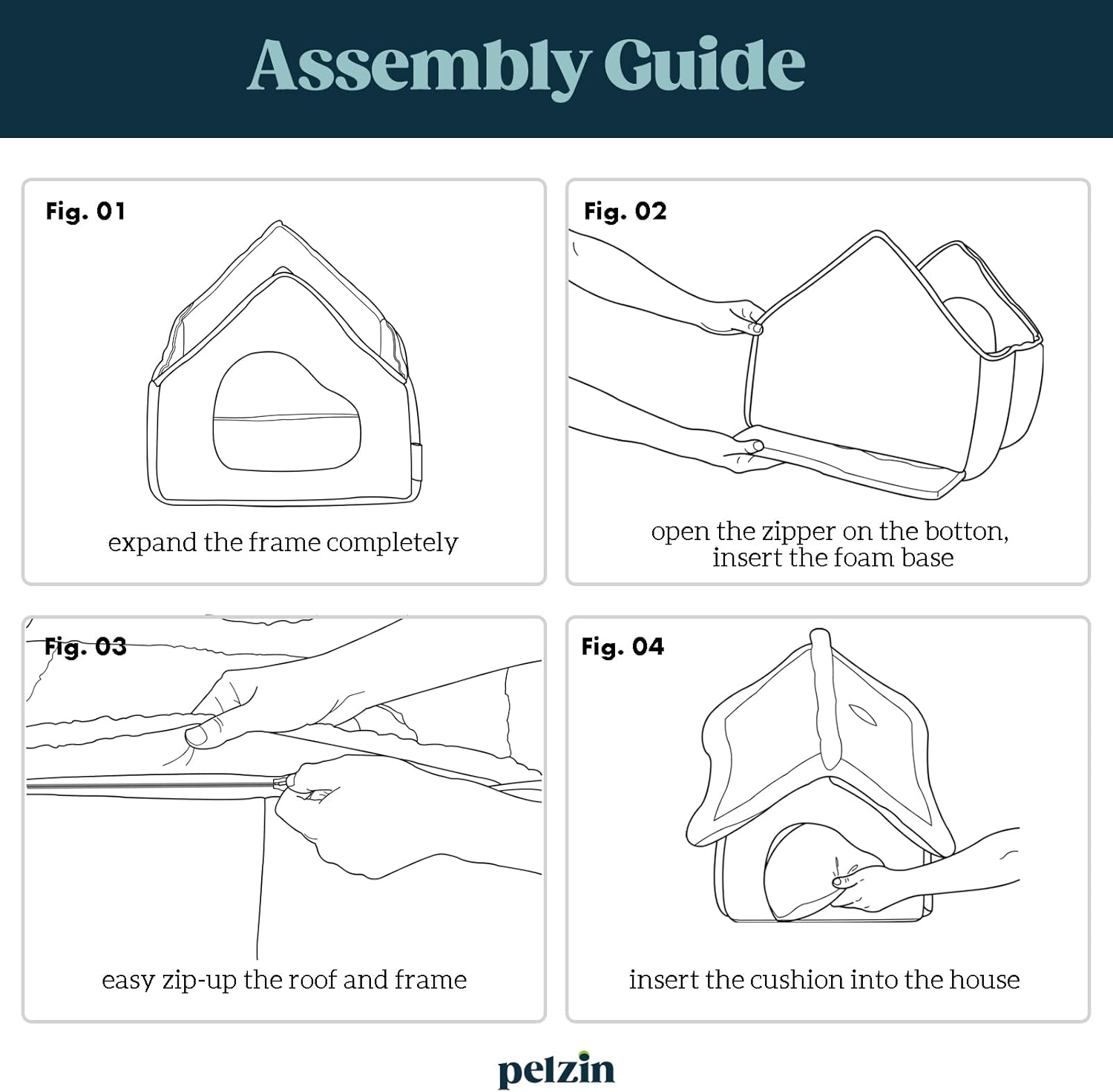 Pelzin Large Cat Houses for Indoor Cats - Cat Cave Bed with Removable Support Foam and Washable 2-Side Mat - Covered Cats Bed for Pet Hideaway - Enclosed Cat Hideout for Kitten and Small Pet image number 1