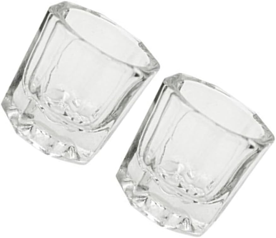 2Pcs Nail Acrylic Liquid Cups Powder Dish Replacement Glass Crystal Cups Polish Glassware Tools (Octogonal) Powder Dappen Dish Nail Art Liquid Cups Glass Crystal Cups Polish Glassware Tools image number 2