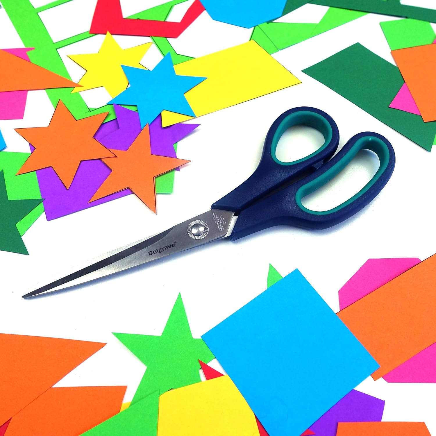 Belgrave General Purpose Scissors, 215Mm, Soft Padded Handles, Stainless Steel Blades, Blue & Green, Ideal for School, Home, and Office Use image number 2