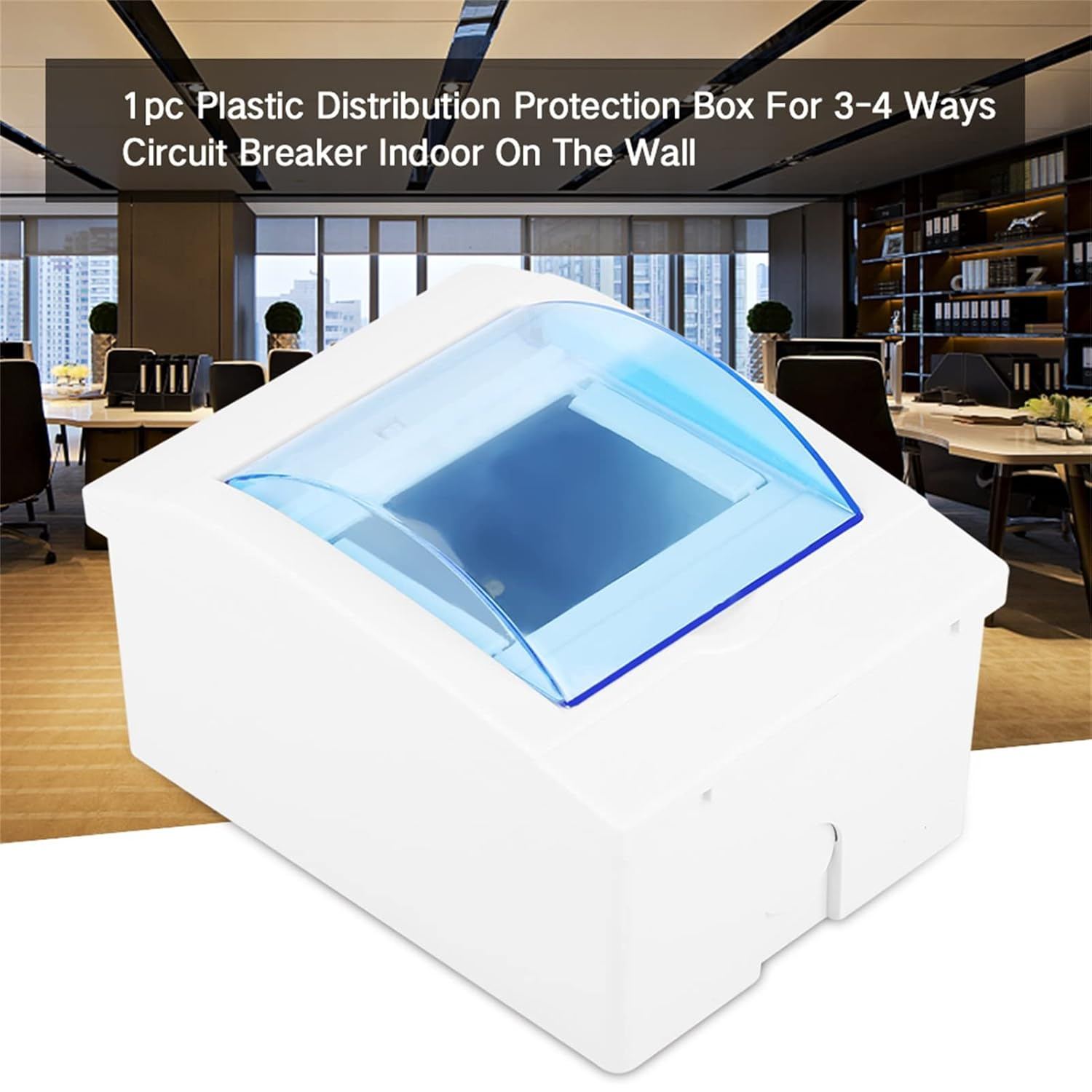 Durable Plastic Distribution Box for 3-4 Ways Circuit Breaker, Transparent Blue Cover, Simple Wall Mounting - Ideal for Internal Applications image number 2
