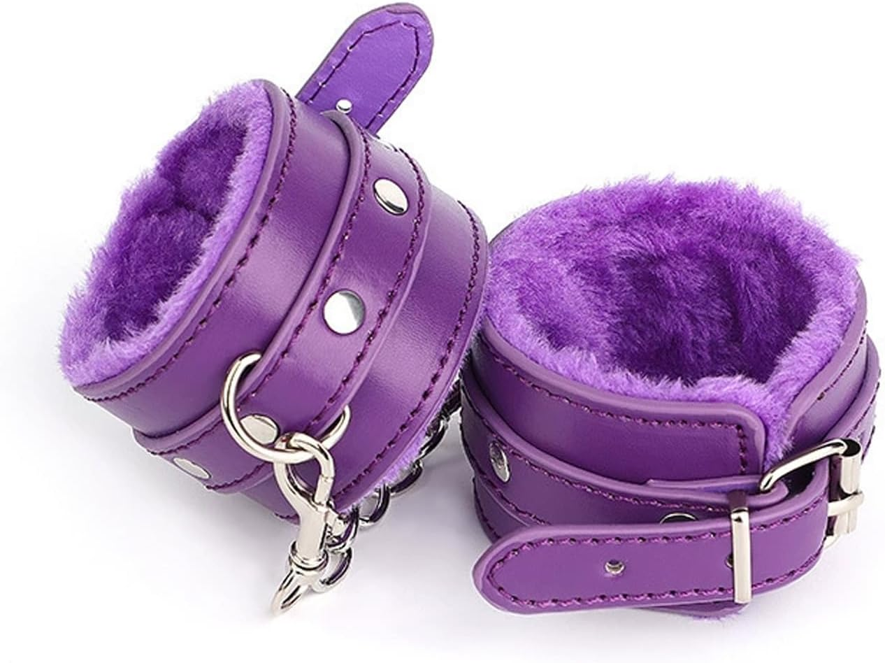 Sexy Plush to Y Handcuffs, Sexy to Y Handcuffs for Couple Cosplay - Police Prop, Fluffy Fitness & Ankle Shackles with Cosplay Belt Hand(Pink)