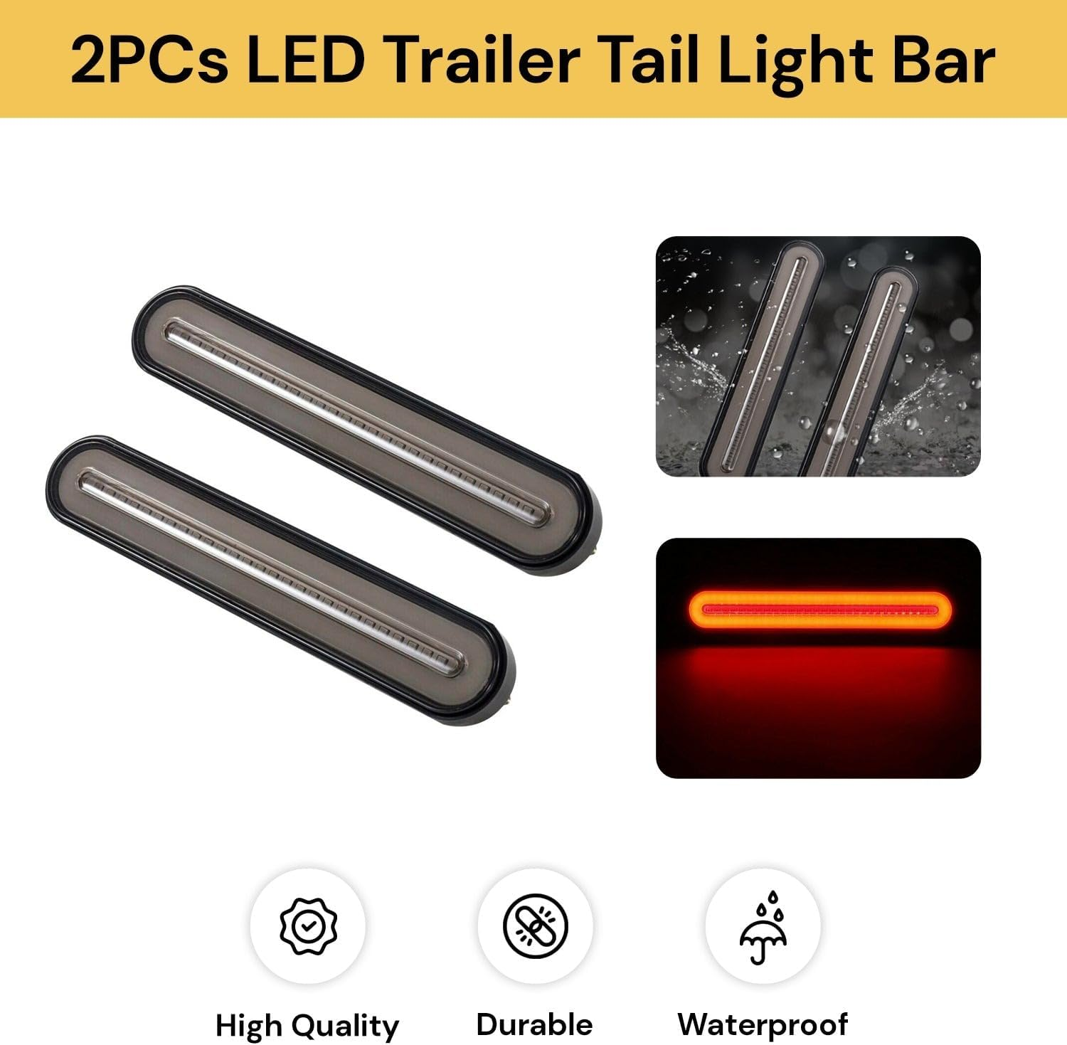EZONEDEAL Halo Neon 100LED Stop Flowing Turn Signal Brake Rear Tail Light Trailer Truck 2PCS image number 4