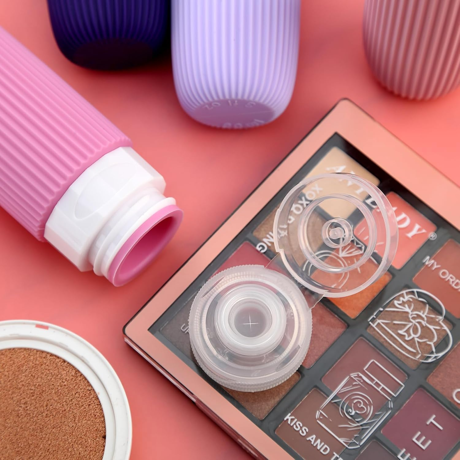 Mumoo Bear Travel Bottles for Toiletries, Tsa Approved 3Oz Portable Travel Bottles, BPA Free Leak Proof Squeezable Silicone Travel Size Containers, Travel Accessories with Clear Toiletry Bag (Style 5) image number 1