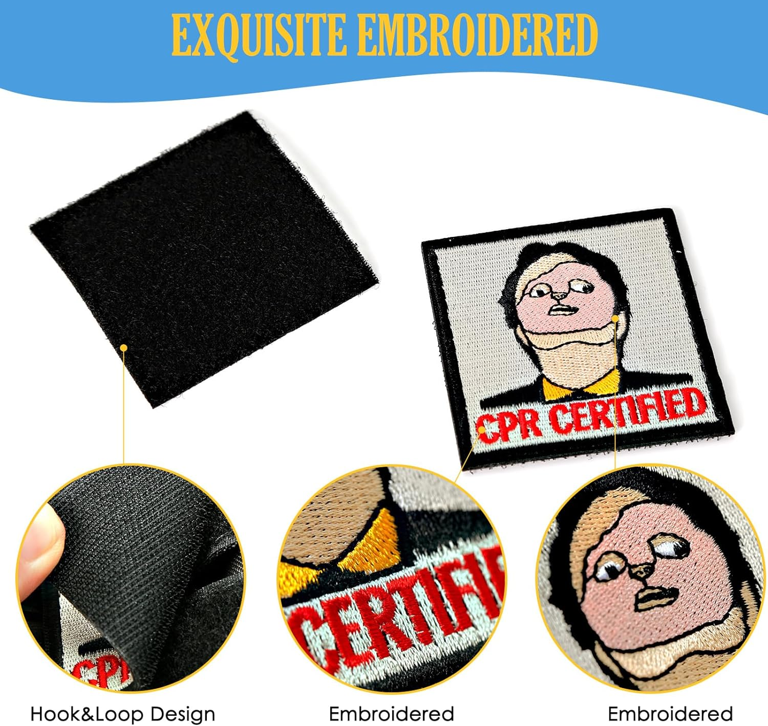 CPR Certified Patch, 1 Pc Embroidered Morale Patch with Hook Fastener Backing, Funny Meme Patches for Backpacks, Vests, Jackets, Jeans, Hats image number 1