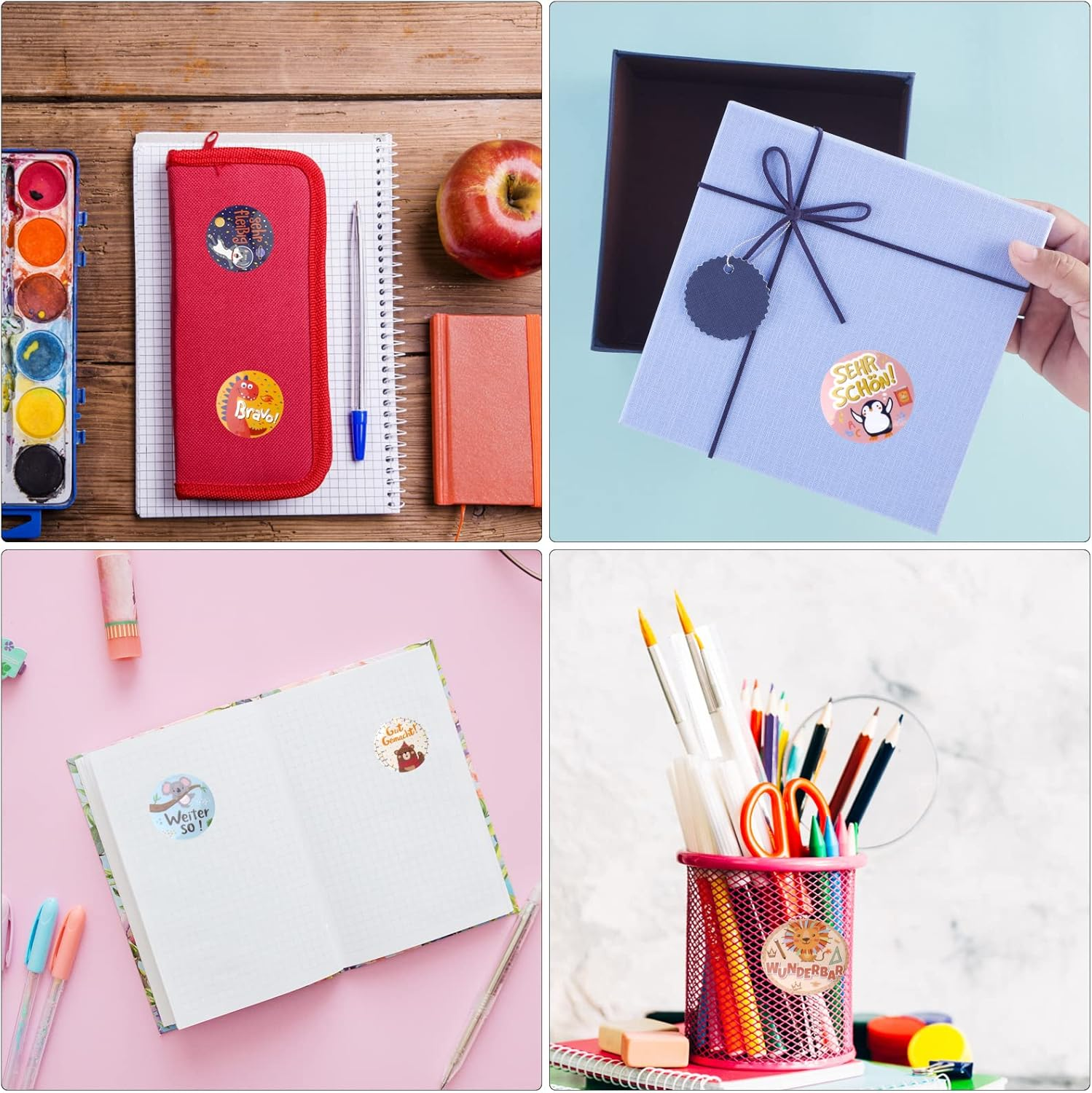 Pack of 500 Motivational Stickers for Children, TNSLAND 3.8 Cm Self-Adhesive Teacher Reward Stickers, Praise Praise Stickers, Primary School Teacher Supplies, Reward Chart Children for School Teacher image number 1