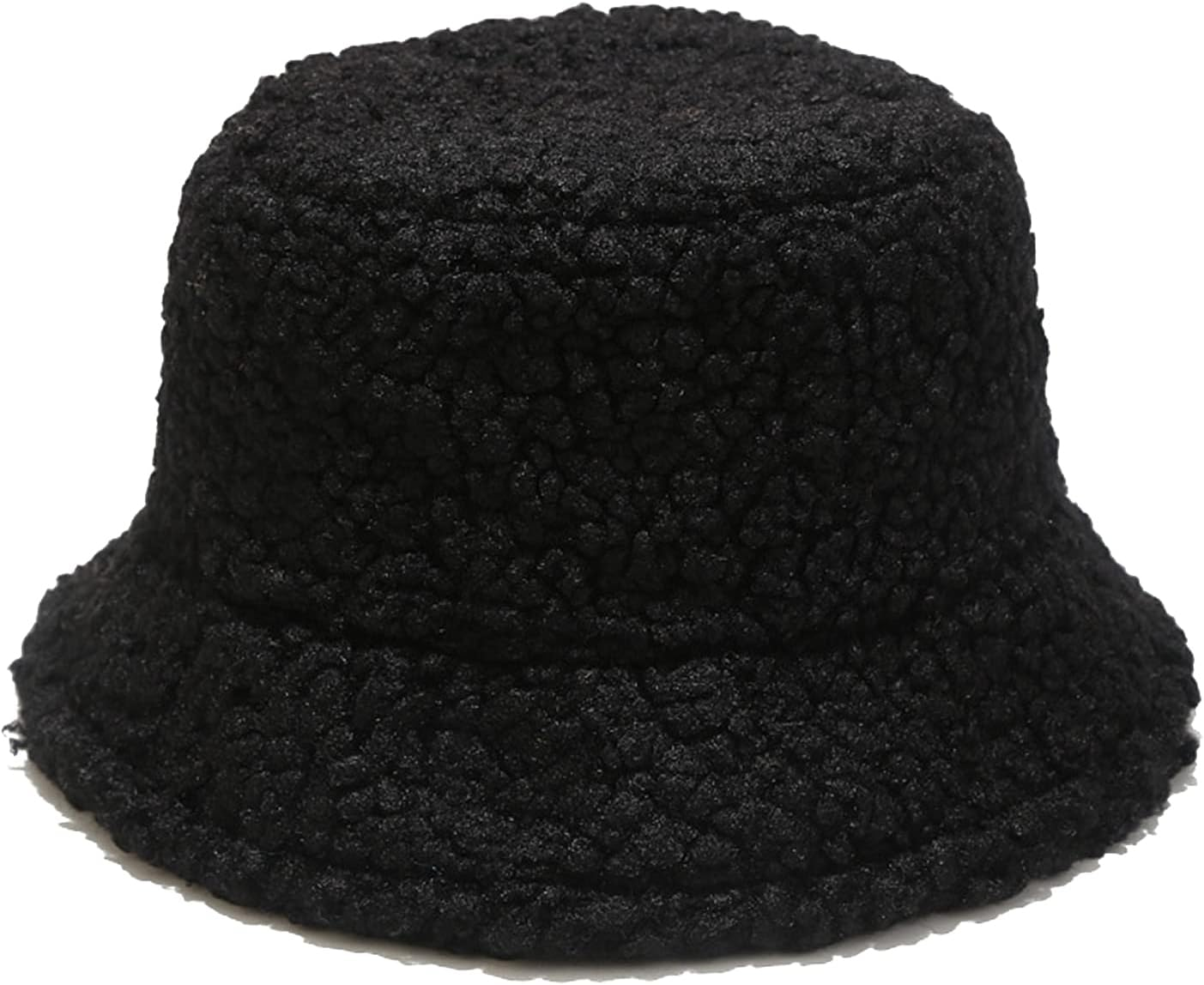 Winter Plush Fuzzy Bucket Hat Faux Fur Shearling Fisherman Hats for Women