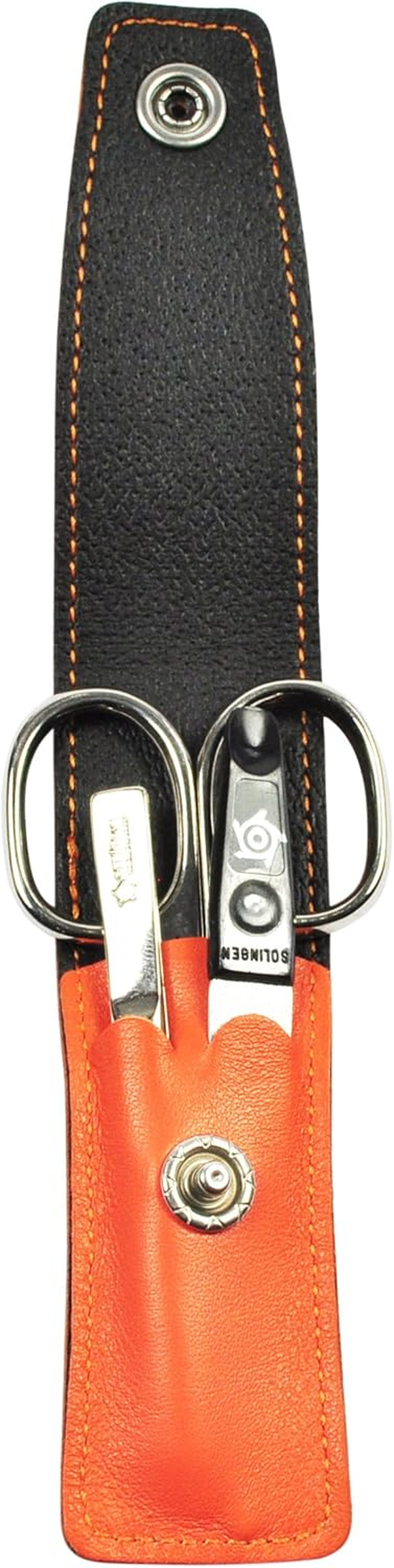 Pfeilring Pocket Case with Swarovski Crystals 3-Piece Nickel Filling for Nail Scissors Tweezers Nail File Orange Pack of 3