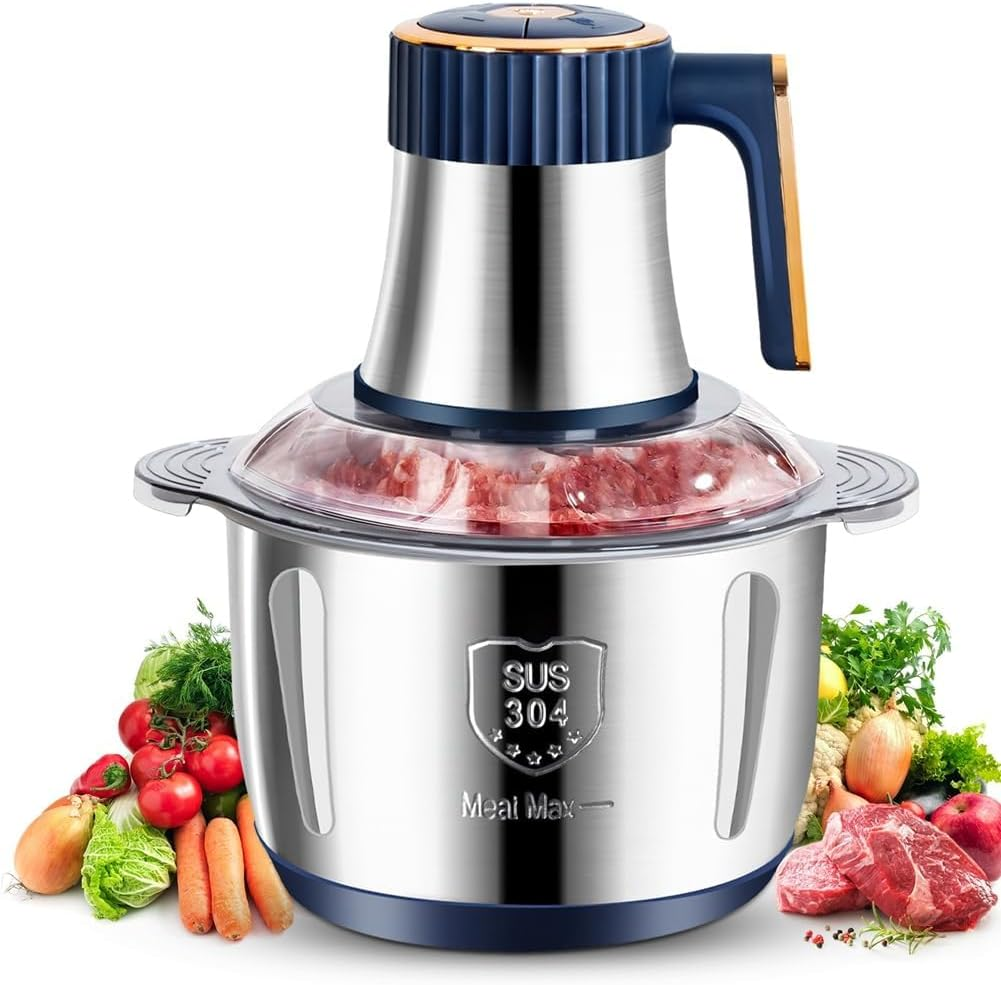 5L Stainless Steel Electric Meat Grinder Food Processor - Versatile Chopper for Meat, Vegetables, Baby Food, Fruits, and Nuts - 5-Speed Meat Chopper with 6 Sharp Blades for Home Use image number 6