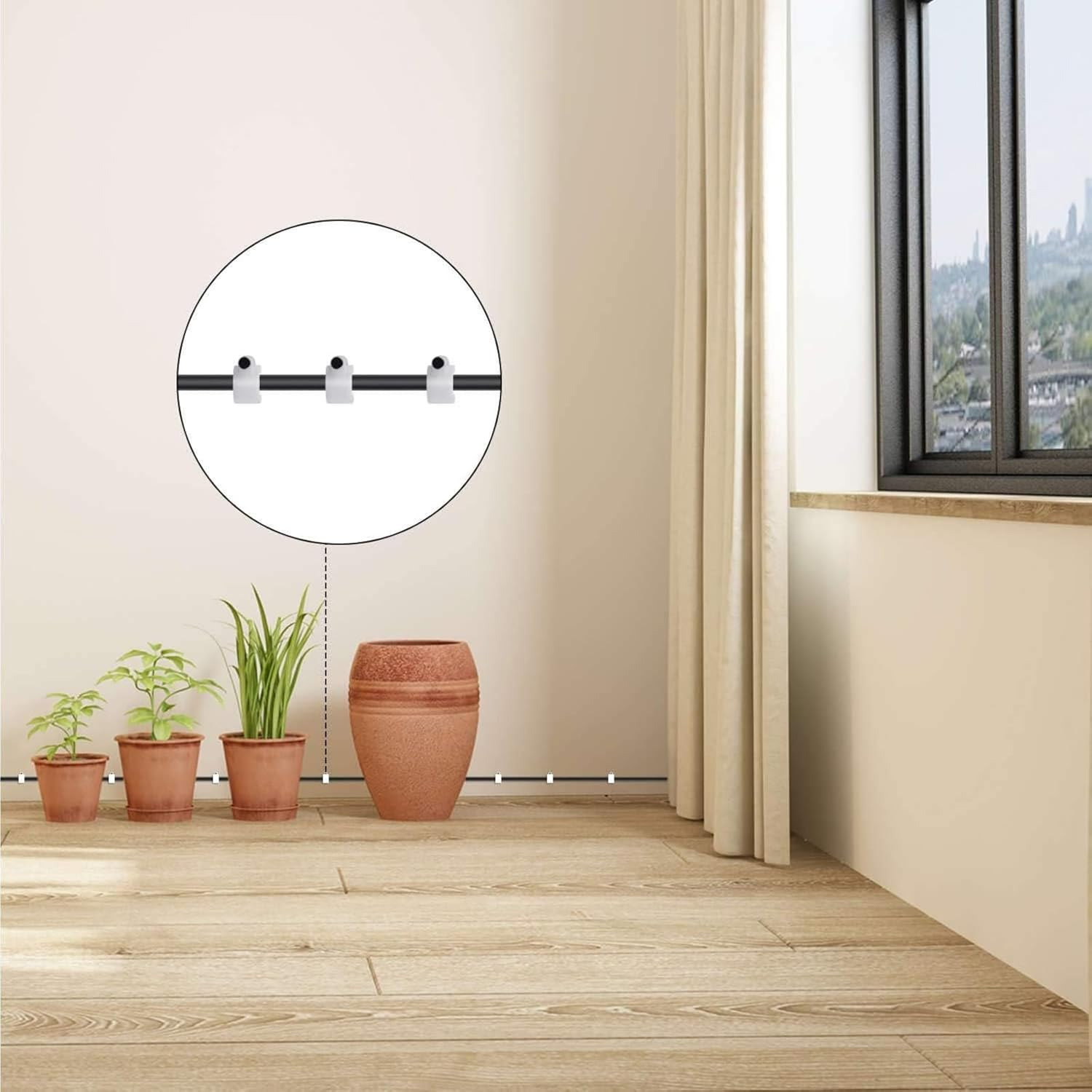 SNOKAY 100Pcs 8Mm round Cable Clips - Cable Holder for Wire Management - Skirting Wire Nail Clips - Tidy Solution for Ethernet, Electrical Cables, and Wires image number 5