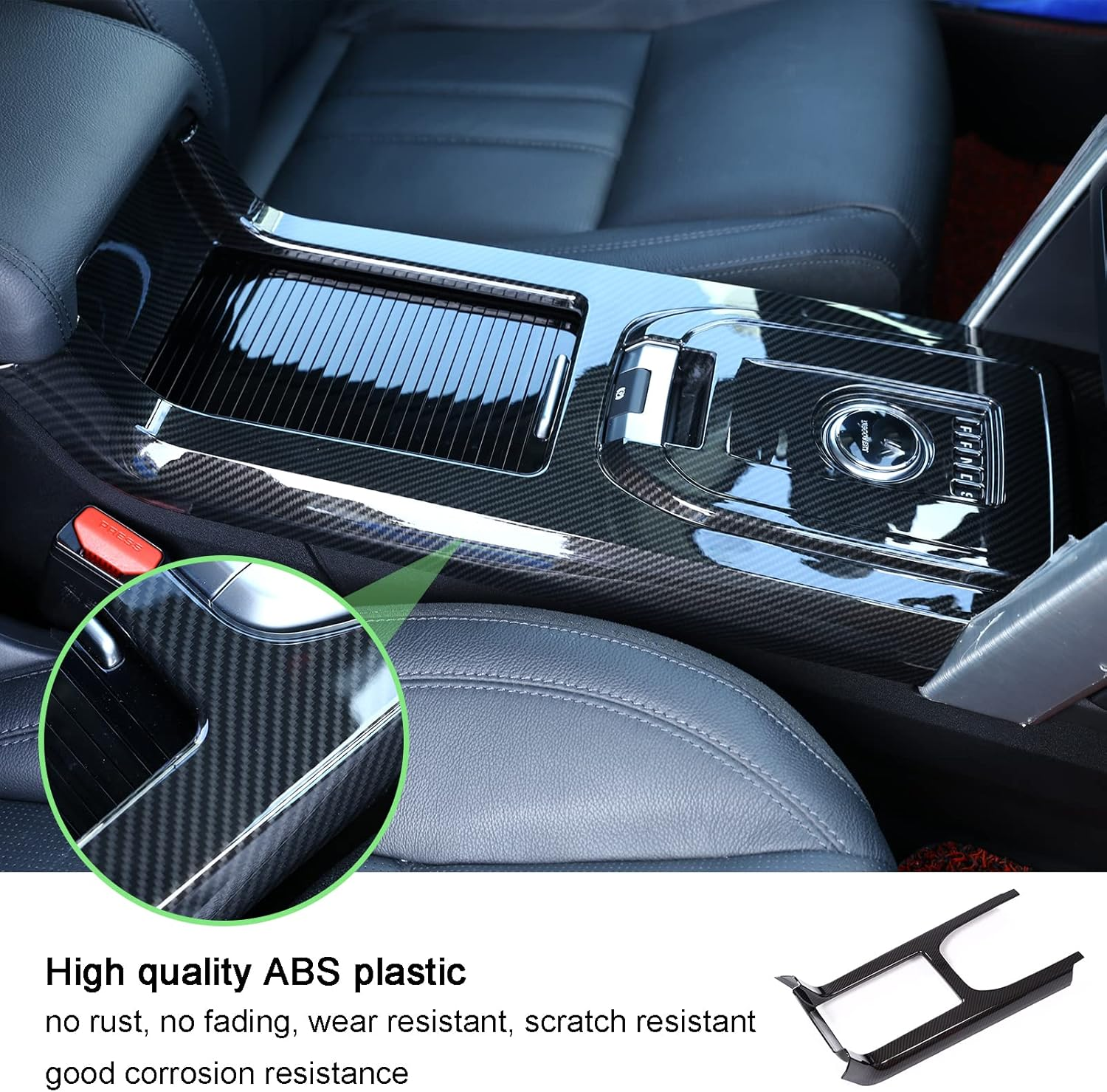 LLKUANG Carbon Fiber Style ABS Inner Center Console Gear Shift Frame Trim for Land Rover Discovery Sport 2015-2019 image number 1