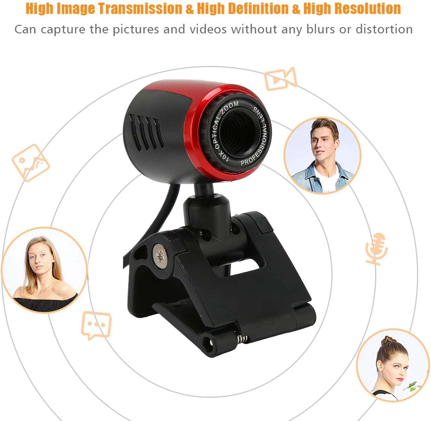 HD Webcam USB2.0 with MIC, 360 Degree USB Webcam for PC Computer Laptop for Skype/Msn, Laptop Camera High Resolution 6MP image number 3