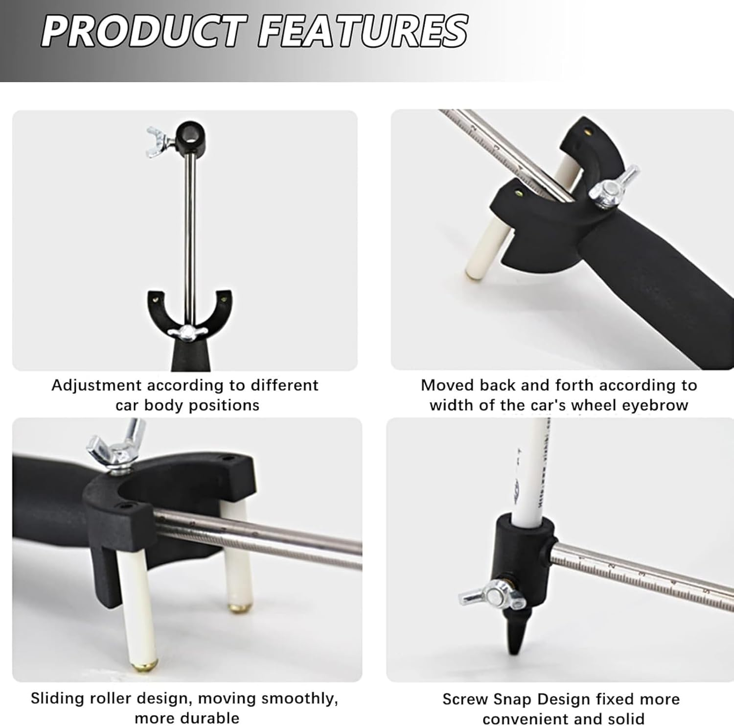 Car Wheel Eyebrow Scriber, Auto Body Line Marker Tool, Wheel Arch Parallel Scriber with Scale for Auto Sheet Metal Dent Repair (Black) image number 1