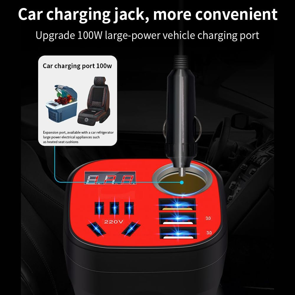 LAPOOH Car Mounted Inverter Converter QC 200W Car Power Inverter 5-In-1 12V24V to 220V Multifunctional QC3.0 Flash Charging image number 2