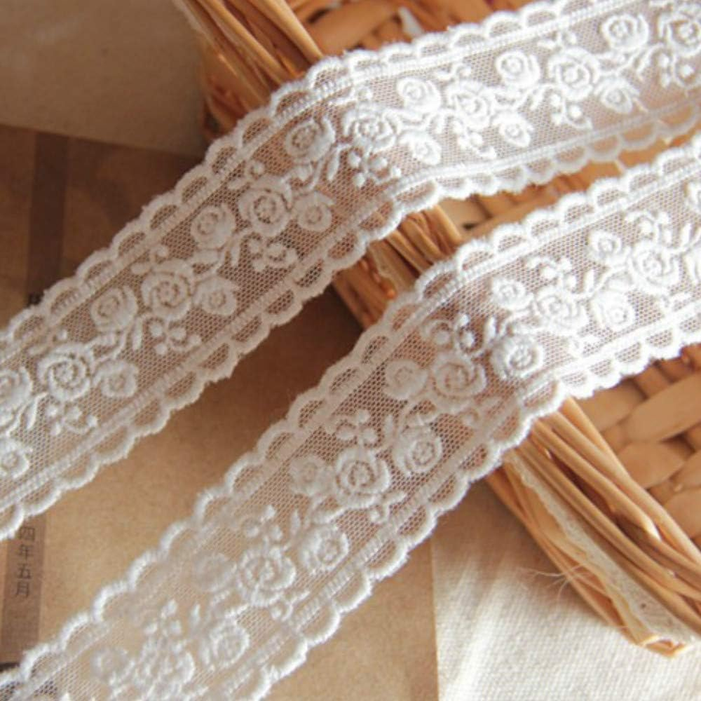 Lace Trim Ribbon, Delicate White Floral Ribbon for Wedding/Bridal Decoration, DIY Craft Sewing, Home Decoration, 5 Yards - Beige image number 5
