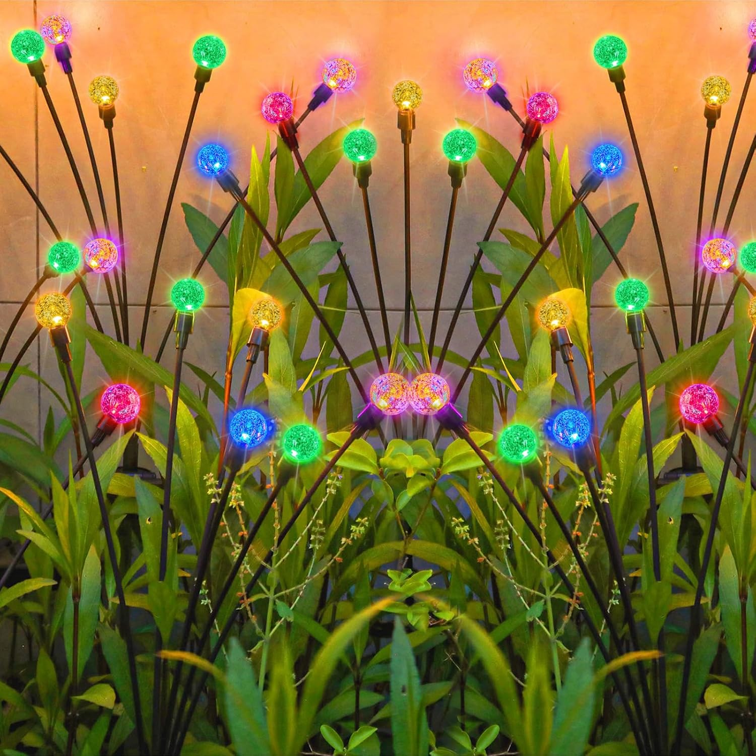 Solar Lights Outdoor, New Upgraded Firefly Light with 40LED Crystal Bubble Bulbs, Big Bulb,Waterproof, Sway by Wind, Solar Garden Lights for Patio Pathway Christmas Decorations (Warm White 4 Pack)