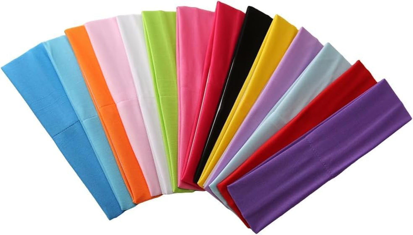 Sport Yoga Headbands,Pack of 14,Fashion Soft Elastic Polyester Sweatband Yoga Stretchy Headband for Women Man Girl image number 4